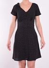 Etam Damen Kleid Gr.38 A-Line-Kleid Gepunktet made in France Schwarz 112772