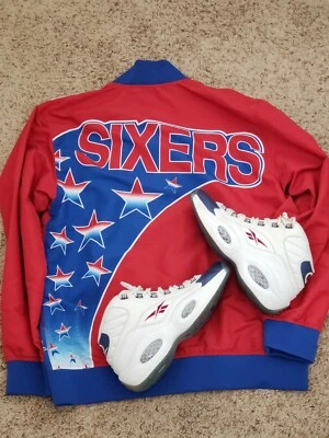 Phila 76ers jacket Throwback SIXERS Mitchell & Ness Barkley 93-94 iverson Team  - Image 1 of 4