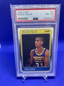 1988 FLEER REGGIE MILLER #57 INDIANA PACERS ROOKIE RC PSA 8 NM-MT HOF UCLA - Picture 1 of 4