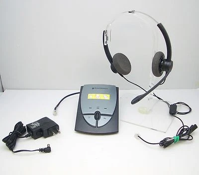 Plantronics SP12 Binaural Headset + S12 Amplifier with AC Charger for desk phone - Image 1 of 2