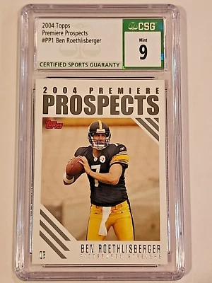 2004 Topps Premier Prospects #PP1 Ben Roethlisberger Rookie RC - CSG 9 - Image 1 of 4