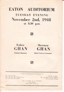 23 page program Eaton Auditorium Toronto 1948 presenting Esther and Sherman Ghan - Picture 1 of 2