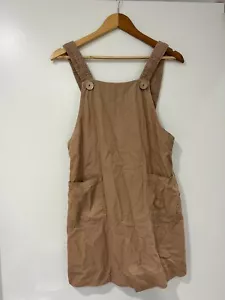Tree Of Life Corduroy Pinafore Mini Dress Tan One Size - Picture 1 of 11