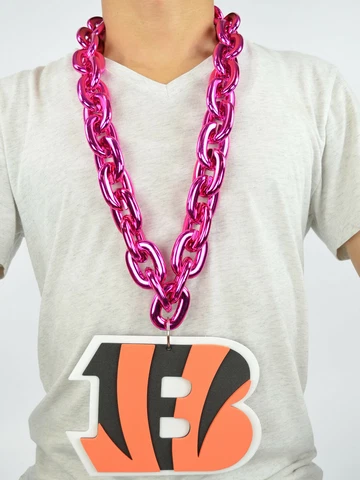 New NFL Cincinnati Bengals PINK Big Chain Necklace Foam Cover