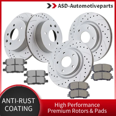 Front Rear Drilled Rotors Discs + Brake Pads for 2014 - 2017 Nissan Rogue Brakes - Image 1 of 4