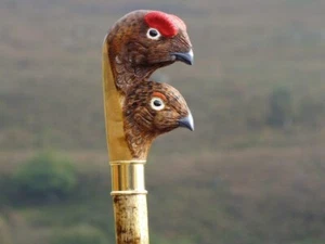 Red Grouse bird hand carved wooden walking cane for men women stick grouse bird - Picture 1 of 4