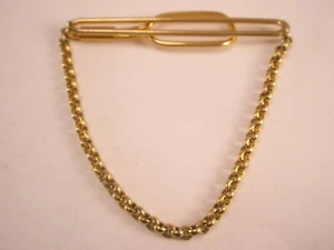 2-5/16"Gold Tone Heavy Duty Cable Link Chain Pendant Vintage SWANK Tie Bar Clip - Picture 1 of 5