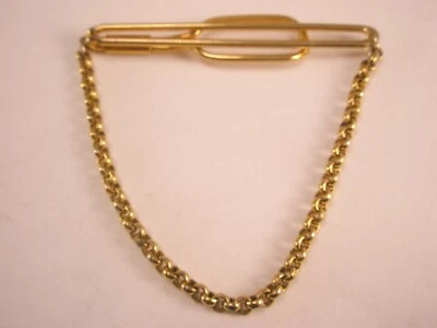 2-5/16"Gold Tone Heavy Duty Cable Link Chain Pendant Vintage SWANK Tie Bar Clip - Image 1 of 4