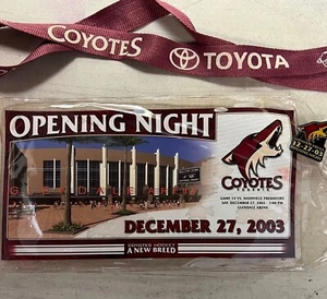 Phoenix Coyotes Opening Night 2003 NHL Lanyard, Card In Plastic Holder and Pin - Picture 1 of 4
