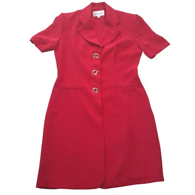 Dani Max Abrigo Vestido Mujer Talla (6) Rojo/3 Botones Cierre/Mangas Cortas/Hombros Foto 1 de 4