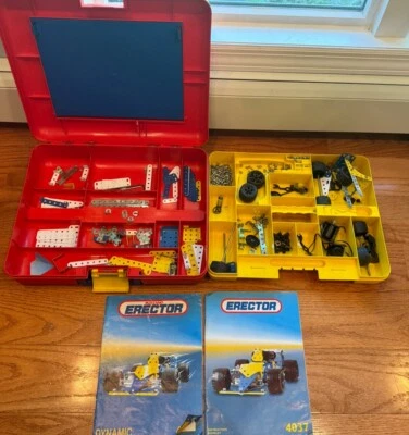 VINTAGE 90’s ERECTOR MECCANO SET WHEELS Lots of PARTS BOOKS and Big Case - Image 1 of 4