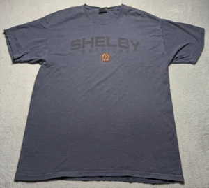 Shelby Cobra American Logo Blue T-Shirt Large Faux Leather Patch Car Racing Tee - Picture 1 of 6