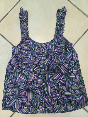 Camiseta sin mangas Marc By Marc Jacobs con volantes talla S multicolor 100 % seda usada en excelente estado Foto 1 de 4