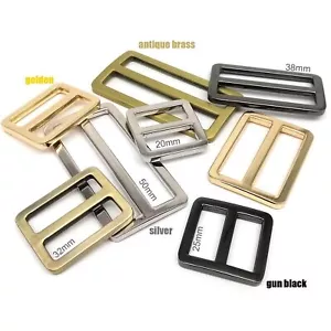 Bolso de cuero de metal correa cinturón ajuste triple deslizamiento pasador hebilla deslizante rectángulo junta tórica - Imagen 1 de 10