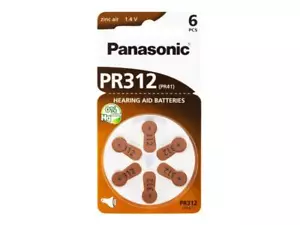 30 pilas de audífonos Panasonic PR312 PR41 PR-312/6BL 5 x 6 blíster HG marrón - Imagen 1 de 1
