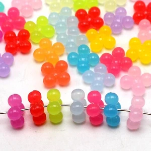 200 Mixed Jelly Color Acrylic Beaded Snowflake Beads 11mm Spacer - Picture 1 of 9