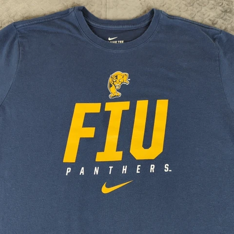 FIU Panthers Shirt Nike Tee Athletic Cut Blue Short Sleeve Men XL Cover