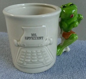 1980 Enesco Frog Ms Efficient Secretary Day Mug Pencil Holder Giftware Japan - Picture 1 of 7
