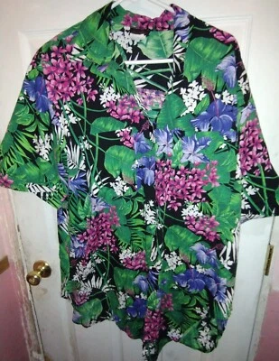 Vintage 80s A.S. Elliot Hawaiian Shirt 18W Multicolor Floral Short Sleeve (N665) - Image 1 of 3