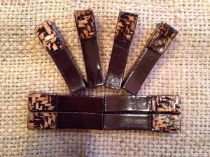 LOT OF 8 WOOD SUSHI CHOPSTICK RESTS HASHIOKI JAPANESE THATCHED - Picture 1 of 5