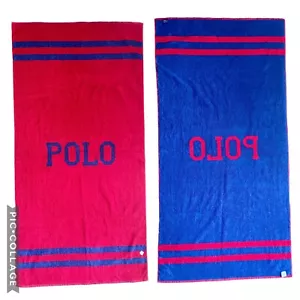 Telo mare Ralph Lauren Polo 36x72 blu navy rosso reversibile nuovo con etichette vintage anni 80 90 - Foto 1 di 13