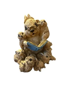 Stone Critter Figurine Storytelling Rabbit Babies 1992 United Design Handmade - Picture 1 of 14