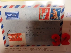 Luftpostbrief nach Istanbul Poste Restante mit Marke + Bund 299 +300 siehe Foto - Bild 1 von 1