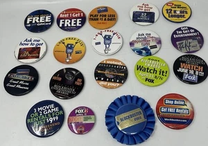Blockbuster Video Button Lot Of 19 Buttons Pinbacks Employee Buttons - Picture 1 of 7