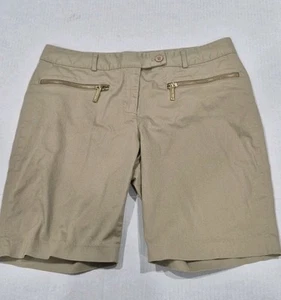 Michael Kors hellbraune Damenshorts mit goldenen Reißverschlusstaschen vorne Größe 6 - Bild 1 von 22