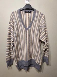 Maglione vintage Jaeger 100% lana made in Scotland 42ins 107cm maglione a righe - Foto 1 di 8