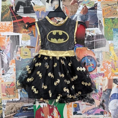 DC Comics Batgirl Dress Costume Tutu Black Gold Glitter Girls Size Small - Image 1 of 4