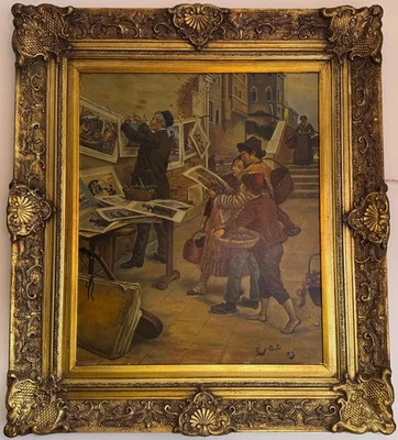 Large oil painting after"The Young Critics" by Antonio Ermolao Paoletti framed - Image 1 of 4