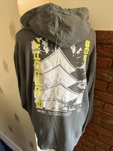 Superdry Hoodie Sweatshirt Xxl Khaki Green White Yellow Logo 52 Ch VGC - Picture 1 of 9