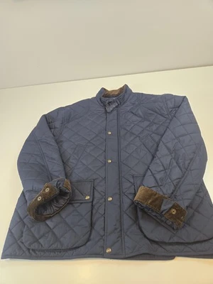 Chaqueta Polo Ralph Lauren Para Hombres 3XLT Azul Marino Acolchada Abrigo Granero Pana Cuello Cremallera Foto 1 de 4