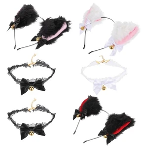 3 Sets Katze Stirnband Halskette Anzug Stirnbänder Cosplay Kostüm Zubehör - Bild 1 von 11