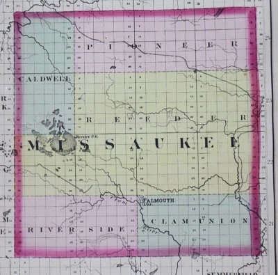 Mapa Plat 1873 ~ MISSAUKEE Co., MICHIGAN / ROSCOMMON Co. en reverso (13x17)-#41 Foto 1 de 4