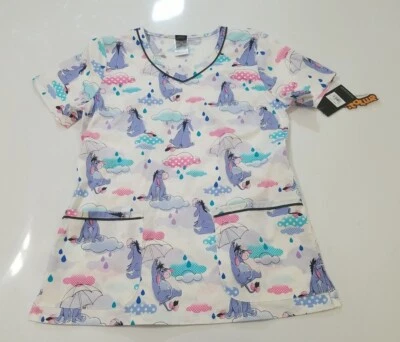 Eeyore Cherokee Scrubs Tooniforms Disney V Neck Top TF633 PHOW SIZE SMALL - Image 1 of 4