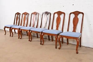 Ethan Allen Style Queen Anne Carved Mahogany Dining Chairs, Set of Six - Picture 1 of 11