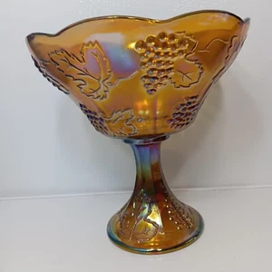 Vetro Indiana vintage, calendula ambra/iridescente, cono uva raccolta carnevale NB - Foto 1 di 8