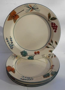 4 Hartstone Keramik Wald 11 3/8" Essteller Set Herbst Eicheln Blätter - Bild 1 von 4