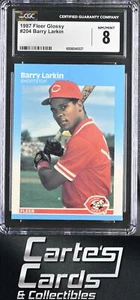 Barry Larkin 1987 Fleer #204 Glossy Cincinnati Reds Rookie Hall of Fame CGC 8 - Picture 1 of 2
