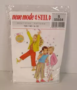 Neue Mode S 55554 Jacket (2 Styles), Top & Pants Girls' 4-10 Pattern Uncut - Picture 1 of 2