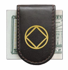 NA Brown Leather Magnetic Money Clip With Gold  - Picture 1 of 1