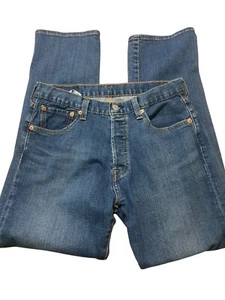 Levis 501 Original Fit Jeans W30 L30 Button Fly Classic Blue Denim Mens Rugged - Picture 1 of 5