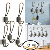 5Pcs Rustic Cast Iron Wall Coat Hooks Antique Hat Key Hanger Rack Bronze Holder