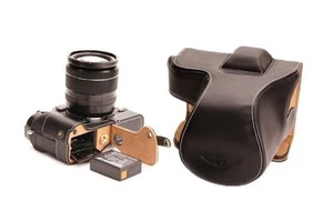 Hecho a mano Cuero Genuino Real Estuche completo con Cámara para FUJIFILM X-T1 XT1 Negro - Imagen 1 de 10