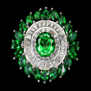 Heated Oval Green Topaz 9x7mm Simulated Cz Gemstone 925 Sterling Silver Ring 6