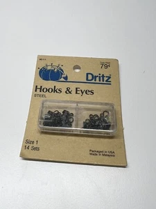Dritz Vintage Hooks & Eyes Steel Size 1 (14 hook/eyes) New Unopened 1987  - Picture 1 of 7