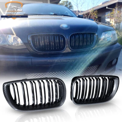 Parrilla delantera de fibra de carbono para BMW E46 2002-2005 sedán 320i 325i 330i LCI Foto 1 de 4
