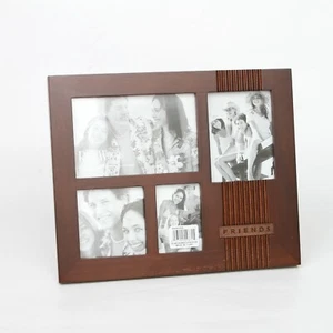 Burnes of Boston Rare Woods Brown Friends 4 Collage Picture Frame - Picture 1 of 3